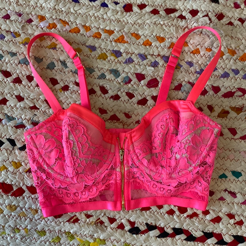 Victoria secret neon pink bralette top.